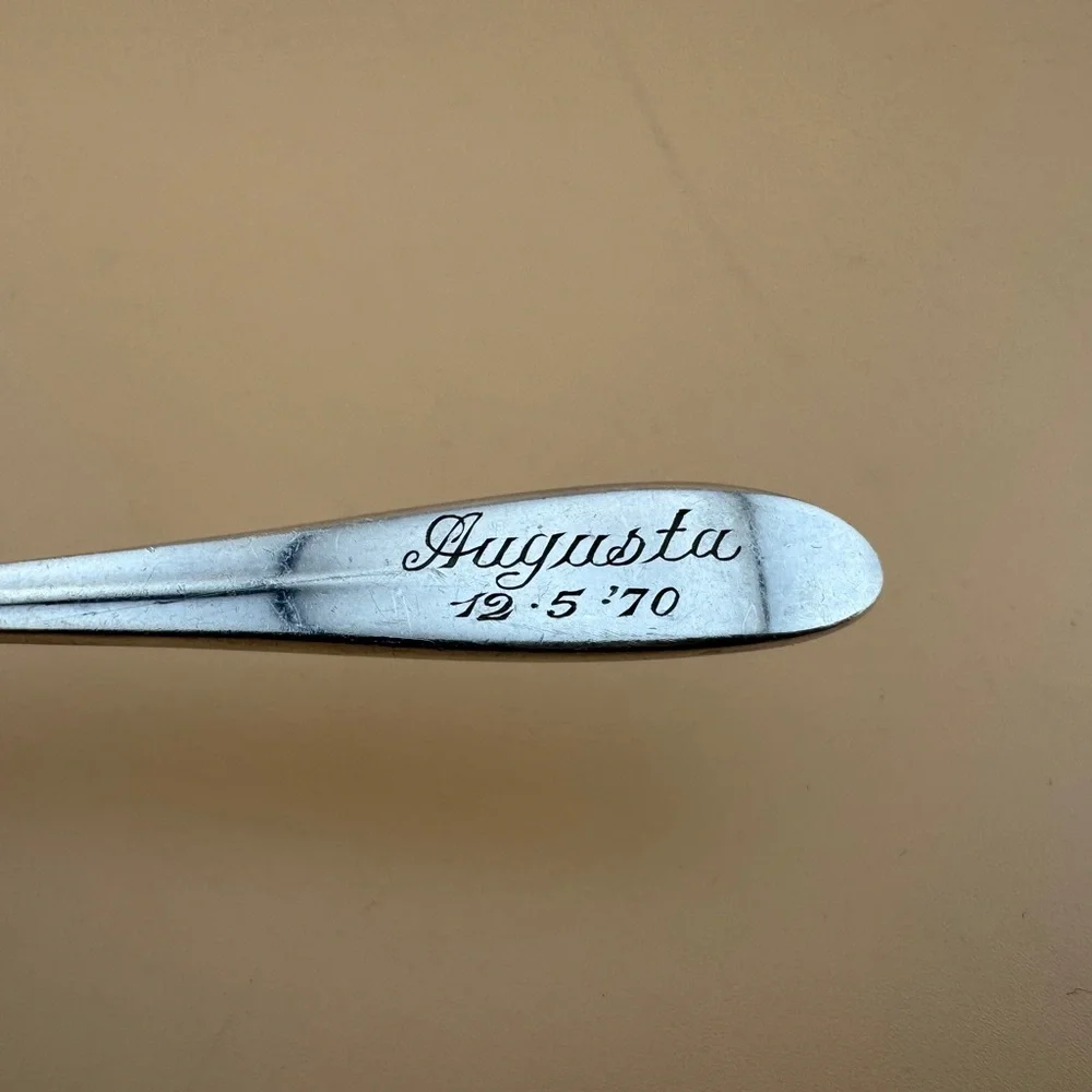 Vintage/Antique Silver Plated Baby Food Pusher with Monogram